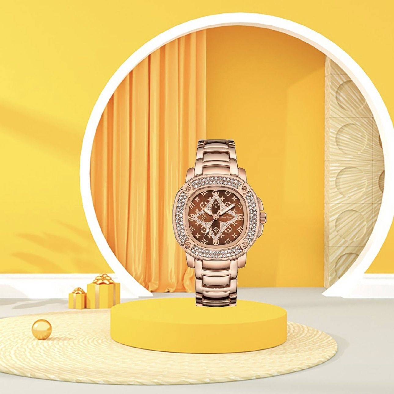 Luxury Fashion Crystal Diamond Rose Gold Women's Watch