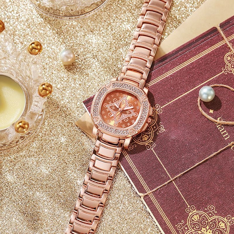 Luxury Fashion Crystal Diamond Rose Gold Women's Watch