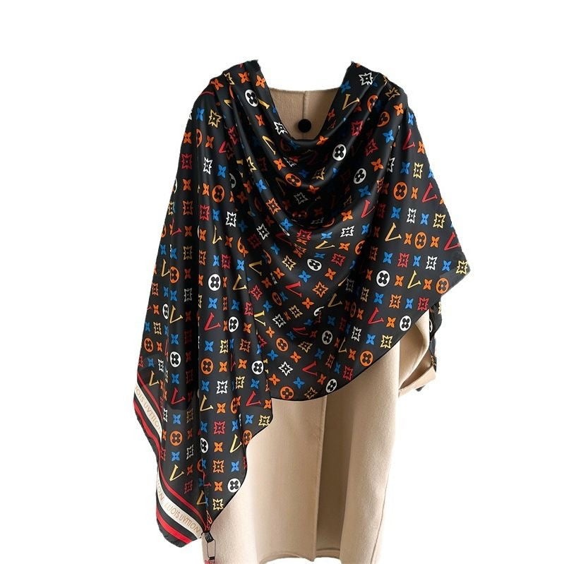 Colorful Mulberry Silk Women Large Shawls Headscarf Long Scarf