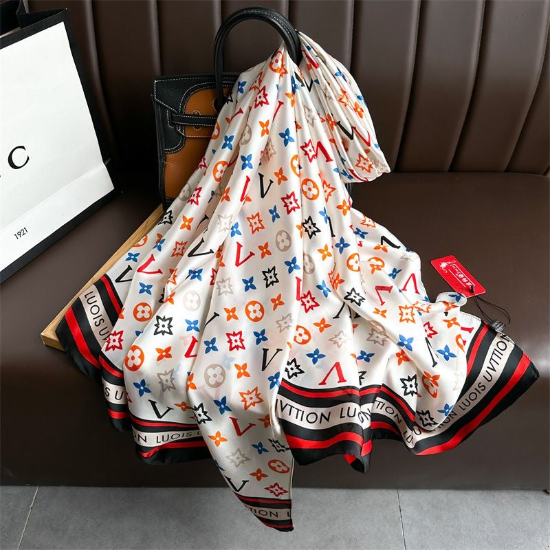 Colorful Mulberry Silk Women Large Shawls Headscarf Long Scarf