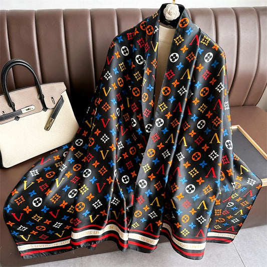 Colorful Mulberry Silk Women Large Shawls Headscarf Long Scarf