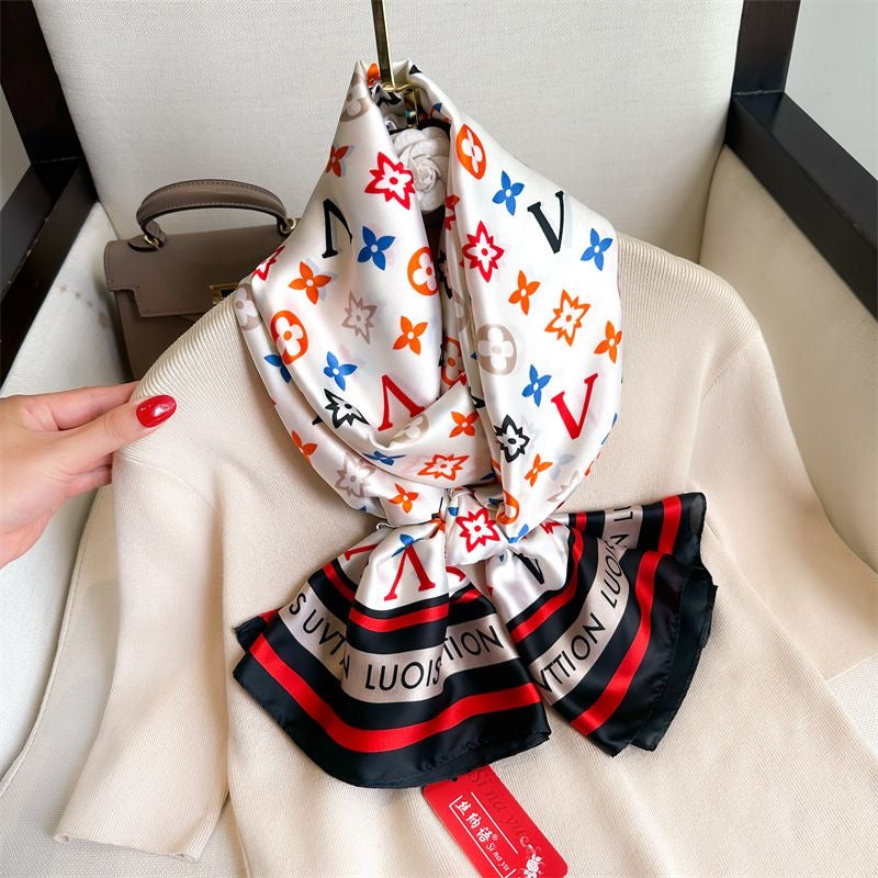 Colorful Mulberry Silk Women Large Shawls Headscarf Long Scarf