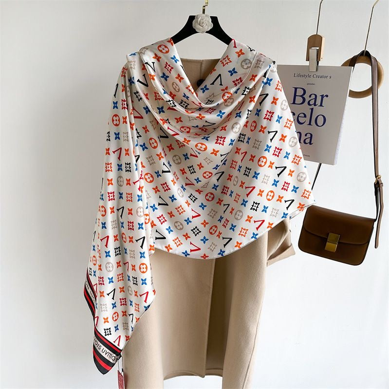 Colorful Mulberry Silk Women Large Shawls Headscarf Long Scarf